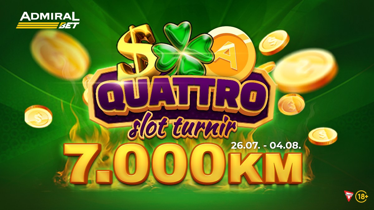 AdmiralBet: Zaigrajte Quattro slot turnir i osvojite jednu od 50 nagrada!