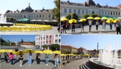 Na Trgu slobode žutim kišobranima oblikovan poznati simbol u čast hrabrih mališana