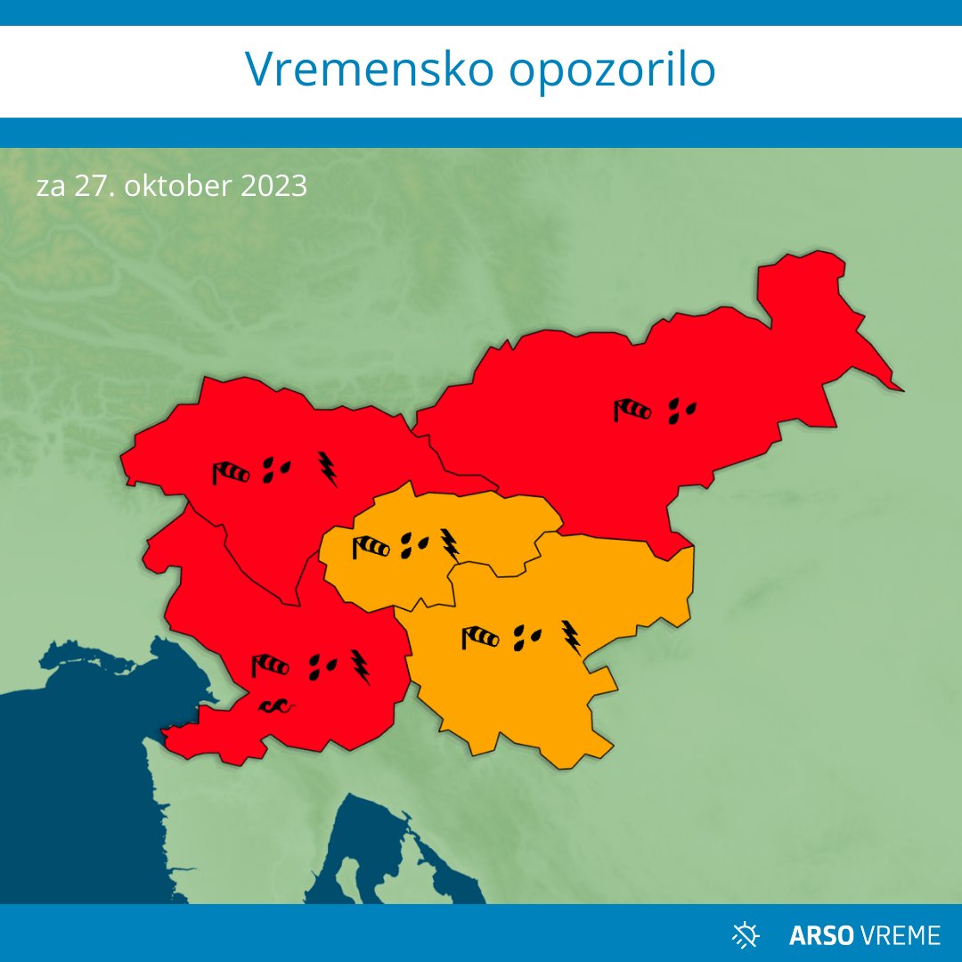 Crveni meteoalarm u Sloveniji: Stižu jake oluje, moguće velike poplave