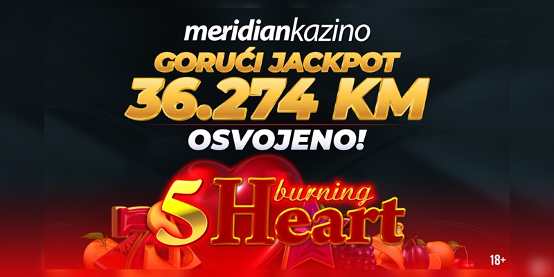 Vatreni slot donio jackpot: Meridianov igrač osvojio 36.274 KM