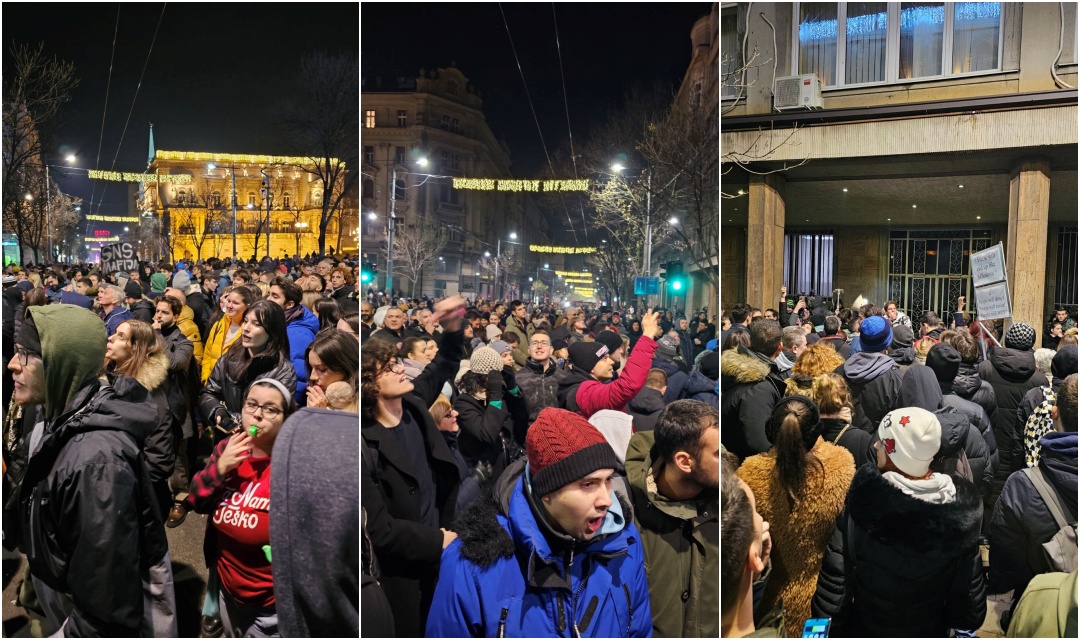 Protestu u Beogradu pridružili se i studenti, ispred zgrade RIK-a letjele flaše