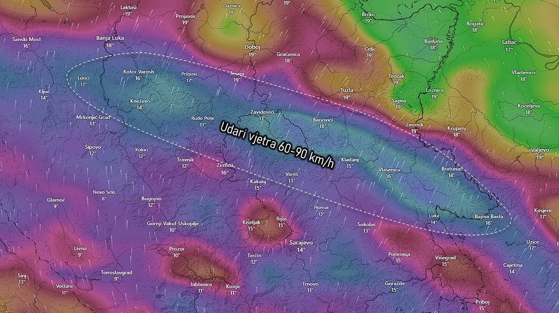 U Tuzli večeras izmjerena temperatura od 21°C: Najavljeni orkanski udari vjetra!