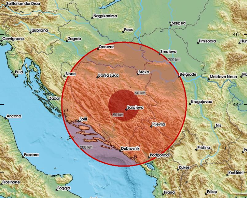 Jak zemljotres pogodio šire područje Sarajeva