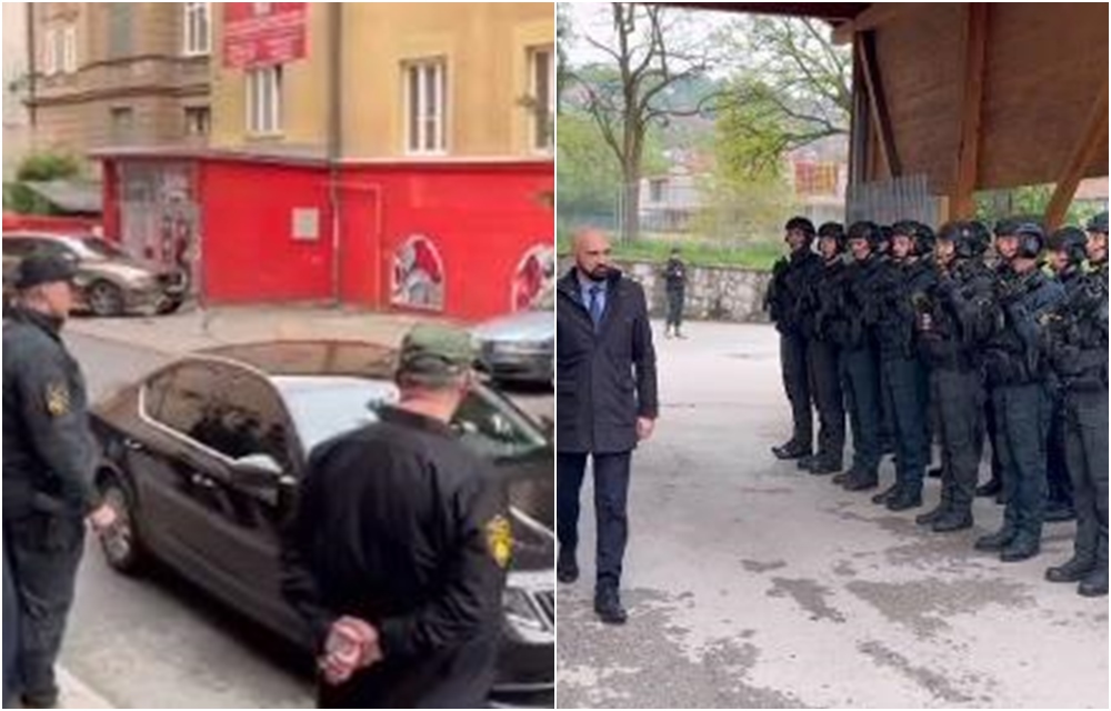 Svečani doček pripadnika FUP-a koji su pušteni na slobodu, postrojen policijski vod