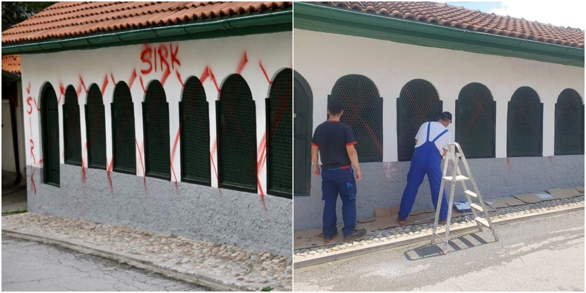 Islamska zajednica u BiH uklonila grafit sa turbeta "Sedam braće"