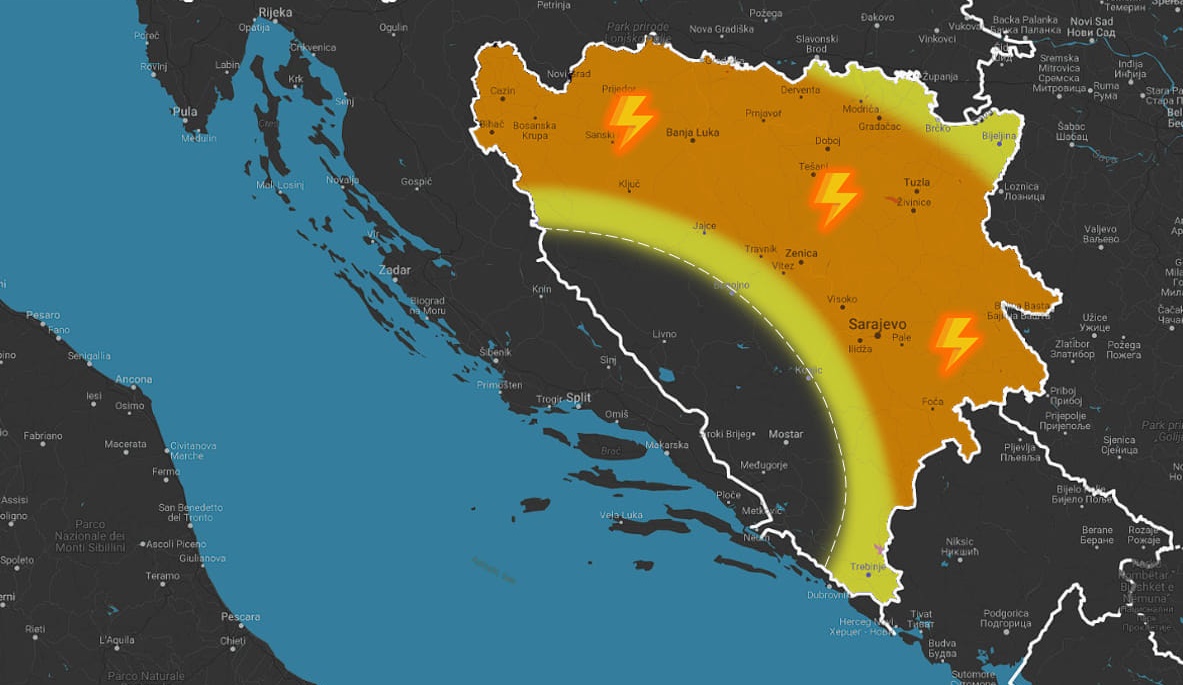 Meteorolozi za večeras najavljuju pljuskove uz grmljavinu