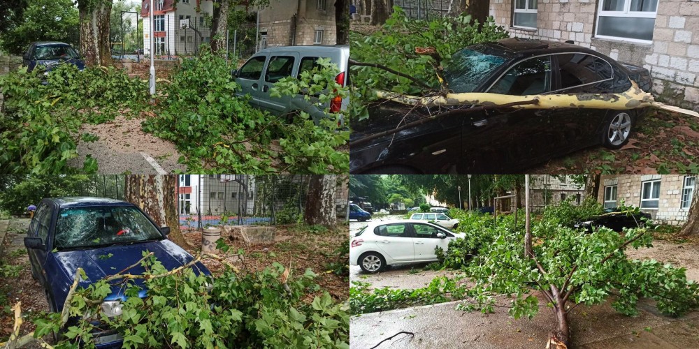 Nevrijeme ostavilo velike posljedice: Oborena stabla uništila automobile