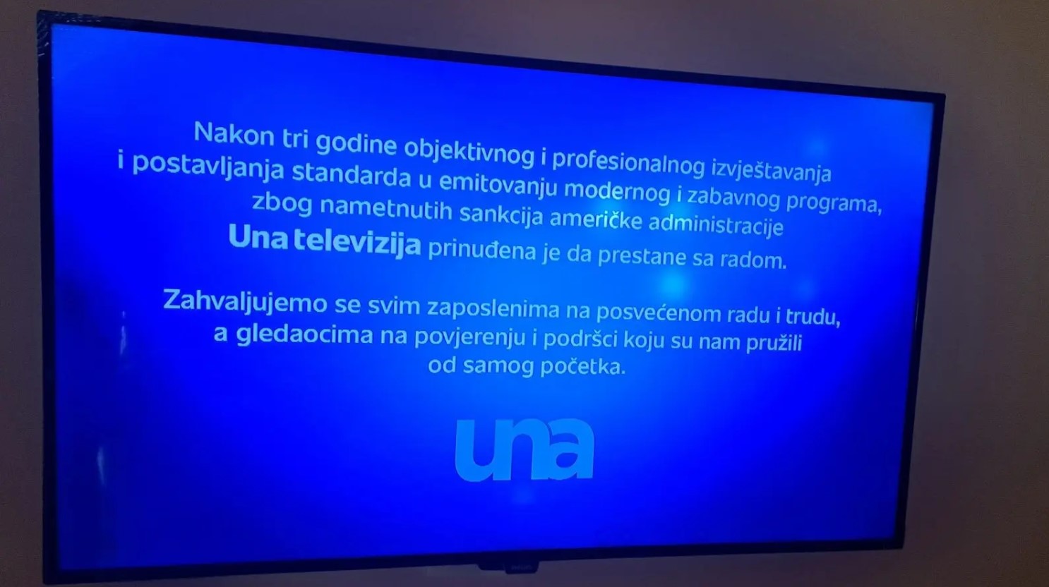 Televizija Una zvanično se ugasila: Obavijest o prekidu programa dočekala gledaoce