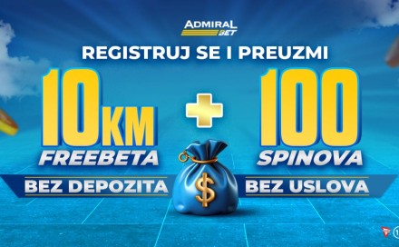 AdmiralBet: Uzmi 10 KM Freebeta bez ograničenja i 100 besplatnih spinova za automatski keš!