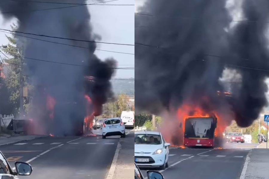 Zapalio se gradski autobus u Beogradu: Vatra zahvatila cijeli zadnji dio