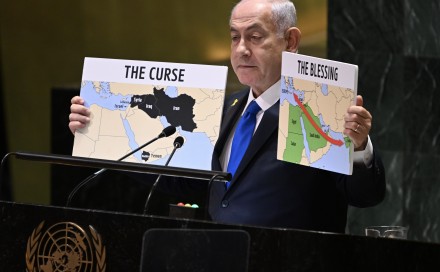 Netanyahu u UN-u pokazao mapu koja prikazuje palestinski teritorij kao "Izrael"