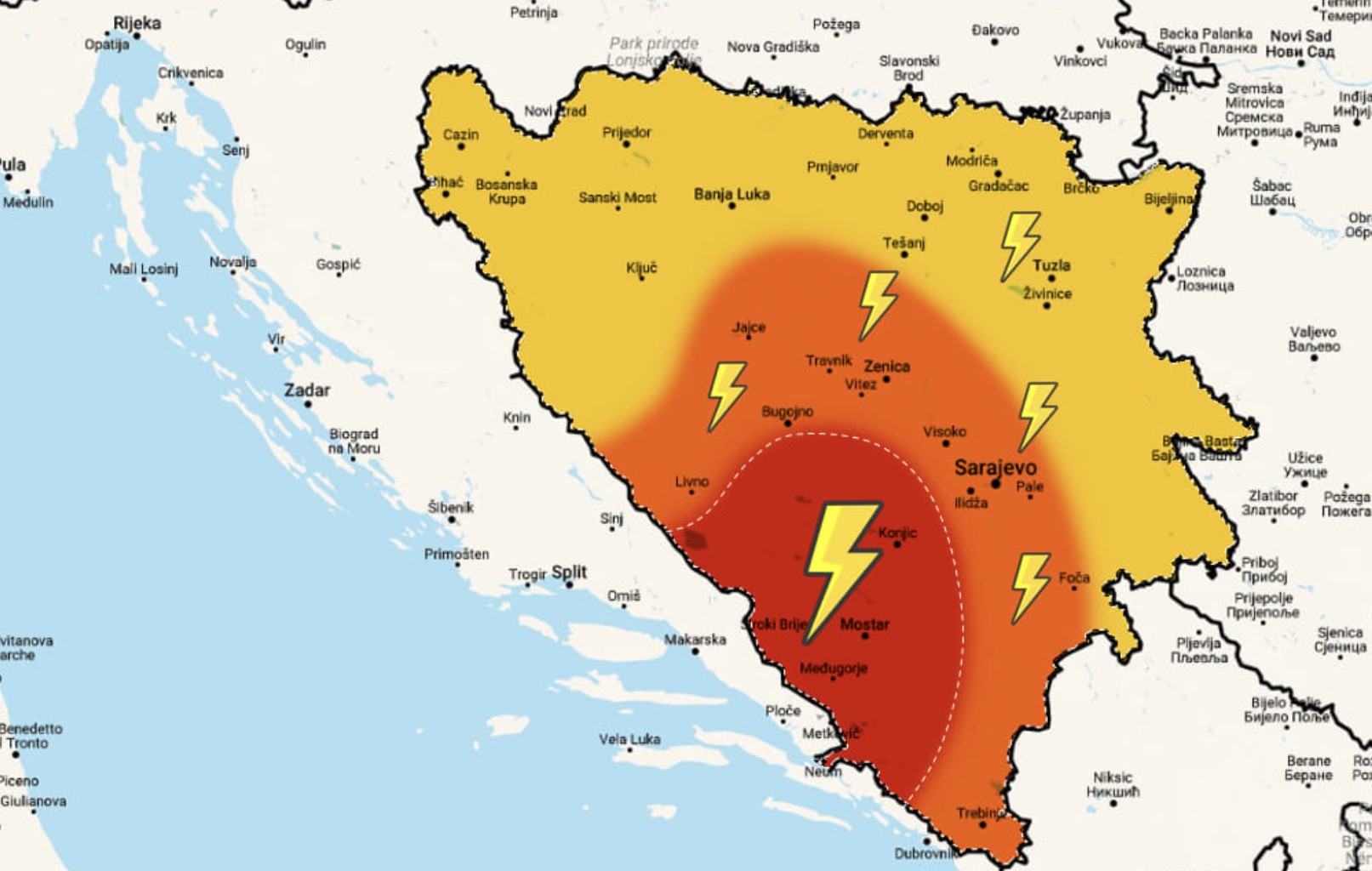 Pored kiše i grmljavine dijelove BiH očekuje još jedna nepogoda